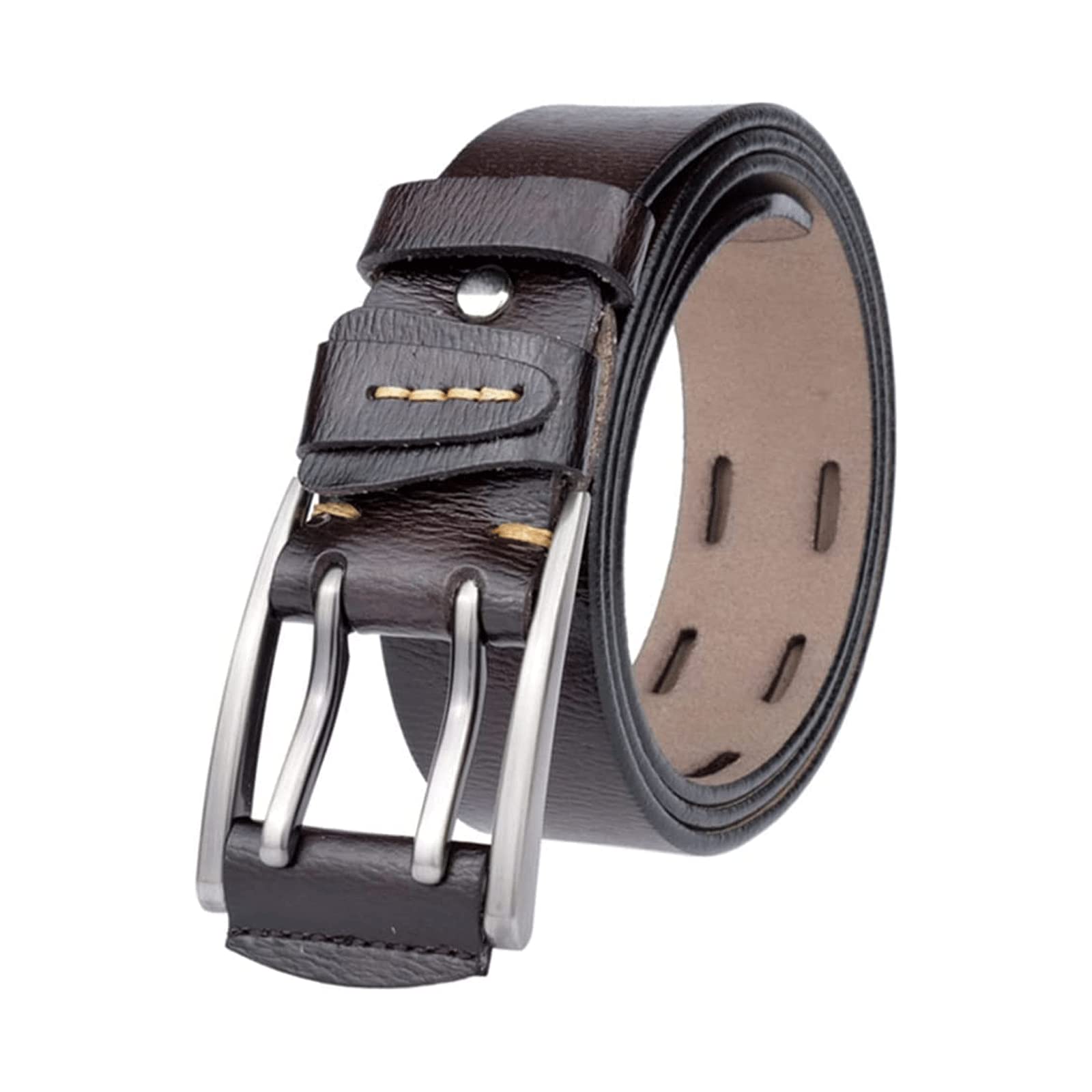 KRXSOBNV leather belt, Belts Adjustable Design Men's Pin Buckle Reversible Widening Belt Choice for Men(Coffee,110cm)