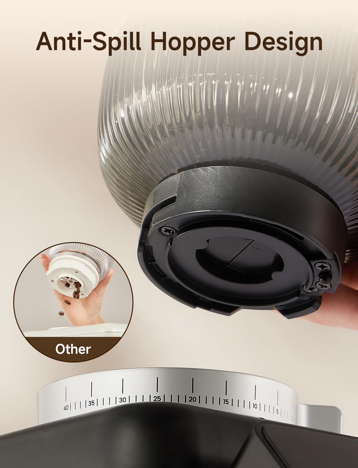Neretva Kaffeemühle, Professionelle 40 Präzisionsschleife Kaffeemühle Elektrisch Gleichmäßige Mahlung&Antistatik&Rückstandsfrei Kaffeemühle Kegelmahlwerk Espresso/Filterkaffee/French Press/Moka-Kanne