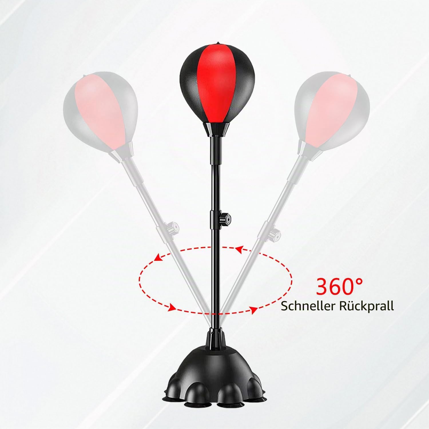 Punching Ball, 110-160cm Höhenverstellbarer Boxständer, Reflexbeutel mit Einem Leistungsstarken Saugnapf mit 8 Krallen, Standboxsack für Kinder Und Erwachsene Drinnen Draußen Fitness Stressabbau