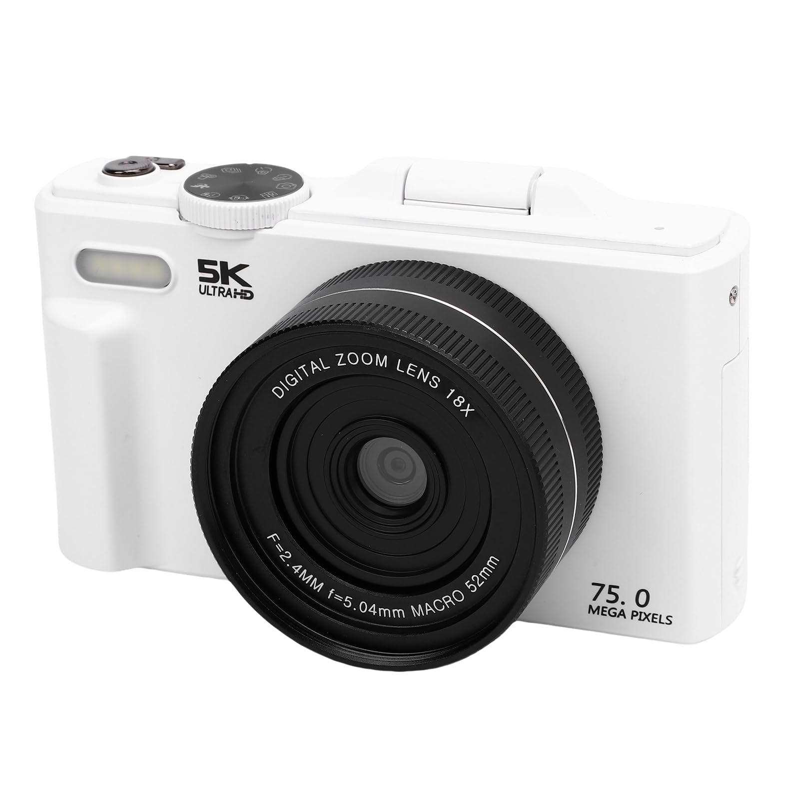 Tbest 5K 75MP Aparat Cyfrowy Ultra HD 18x Zoom Wi -Fi z lampą błyskową do Samochodów Internetowych Travel Vlogging (64GB)