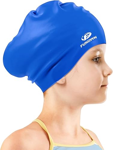 Gorros de natación de silicona de cabello largo, aptos para cabello largo y corto rizado, silicona sólida, impermeable y fácil de poner y quitar,