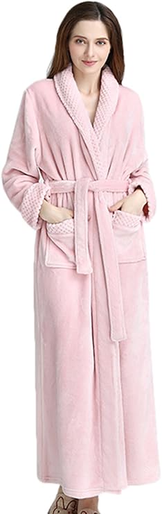 Ladies Cosy Bathrobe Fluffy Fleece Dressing Gown Plush Housecoat for Women Perfect Loungewear Long Robe