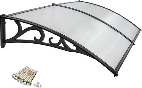 Miniatura 7 de ZENY Toldo de ventana de 40 x 80 pulgadas, cubierta de policarbonato para puerta delantera, patio al aire libre, protección contra rayos UV, lluvia