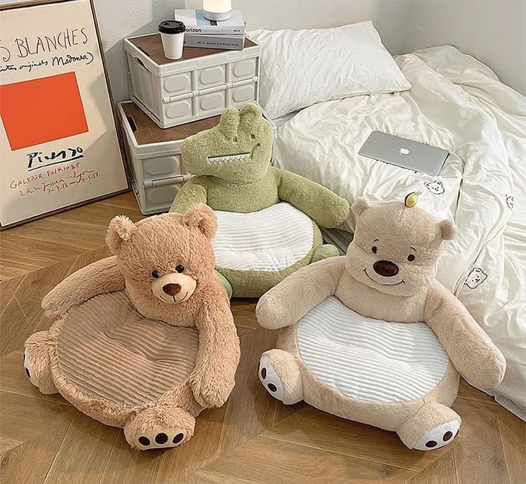 24 Inch Cute Green Dinosaur Seat Cushion for Kids,Cartoon Stuffed Armchair,Animal Cotton Stuffed Sofa,Toddler Animal Furniture,Dinosaur Armchair as Dinosaur Gift for Dinosaur Lover