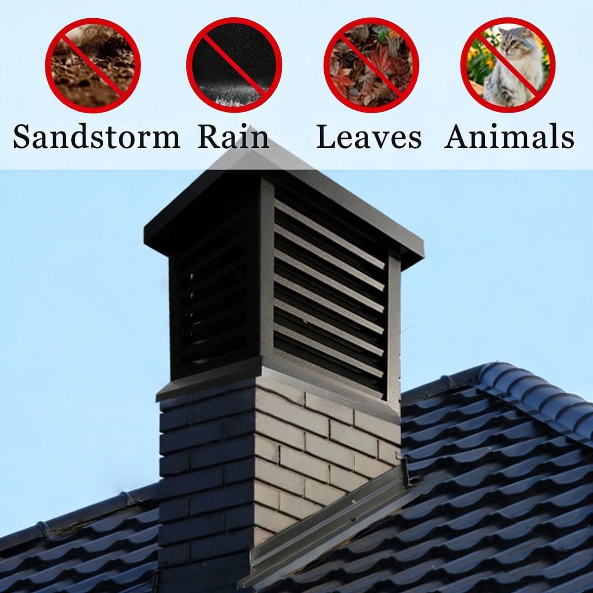 Aleación de aluminio sombrerete de chimenea, Villa chimenea cubierta de conducto lluvia Louver cubierta 25 30 35cm duradero sombreretes de chimenea para Ventilación mejorada y protección, Instalació
