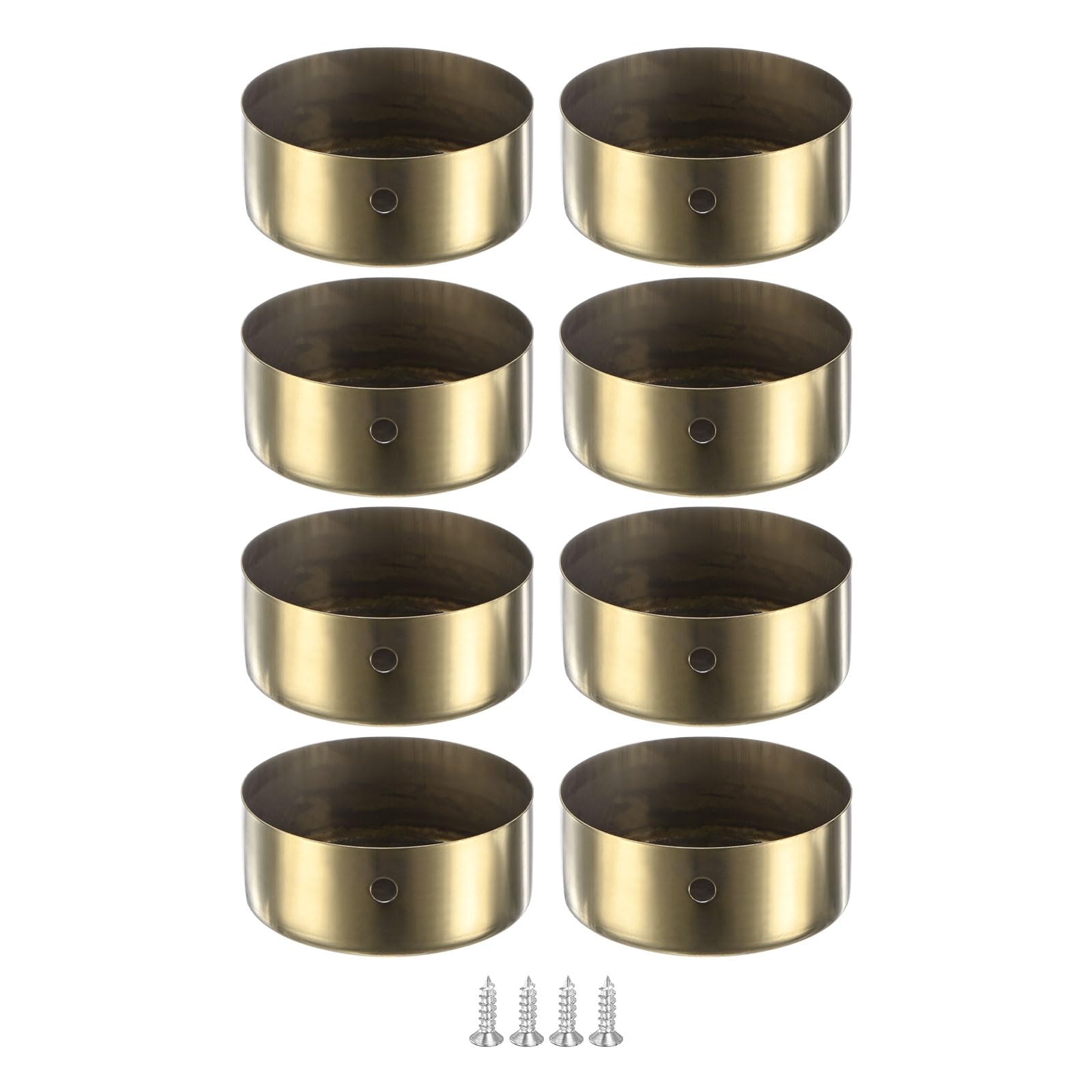 M METERXITY Paquete de 8 tapas de extremo de pasamanos, 50 mm de diámetro interior, tapas redondas de acero inoxidable para muebles/escaleras, cubierta de extremo de tubo de barandilla [tono dorado]