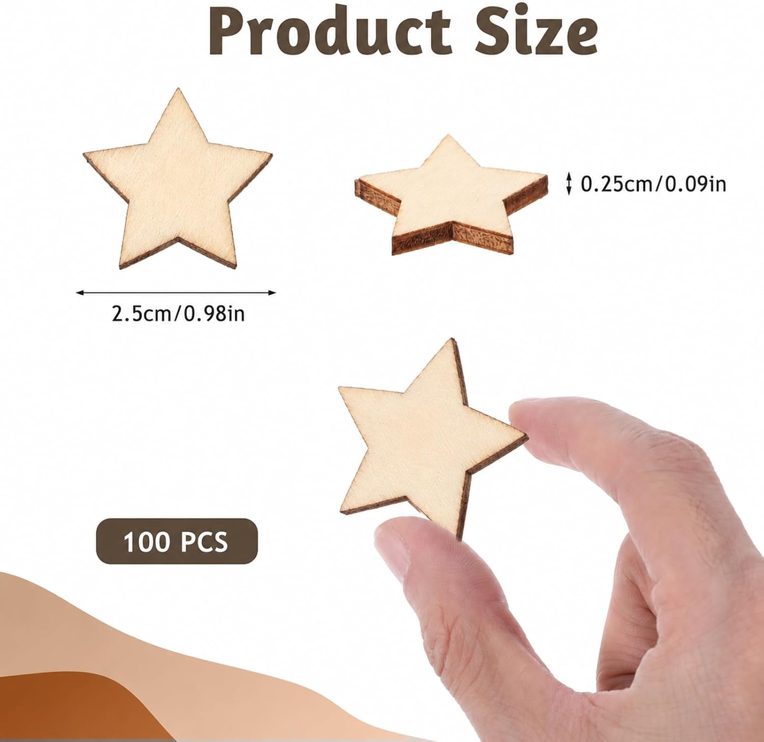 100 PCS 1 Inch Wood Stars Cutouts, Unfinished Wooden Stars Ornaments
