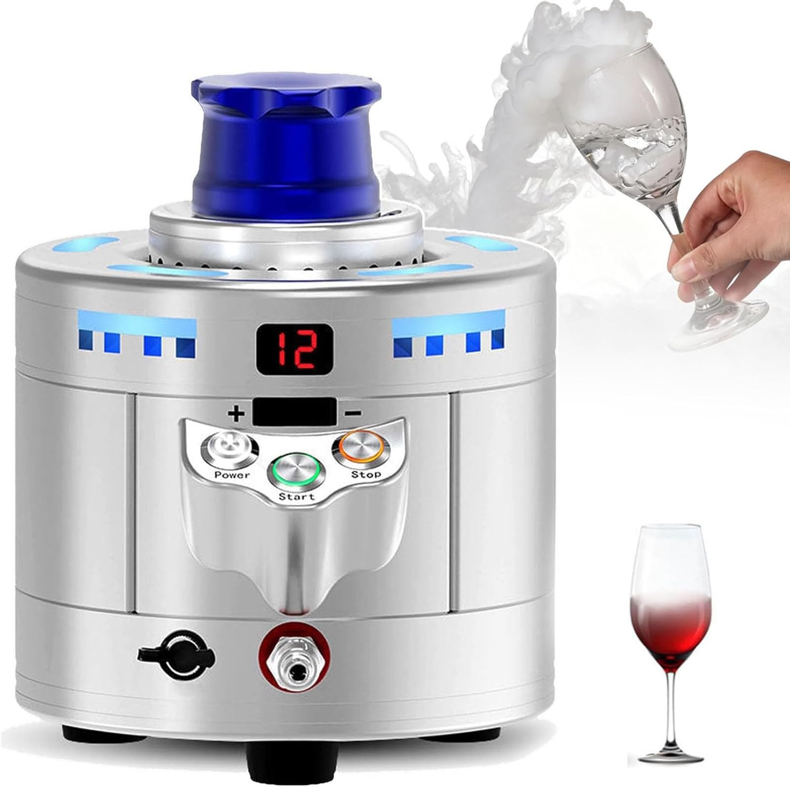 LQQYJSM 25W Co2 Glass Chiller, Stainless Steel Mini CO2 Glass Froster, Dry Ice Machine for Cocktails 12s Quick Dry Ice Making & 8s Instant Cup Froster | Portable Food Grade Dry Ice Food Grade