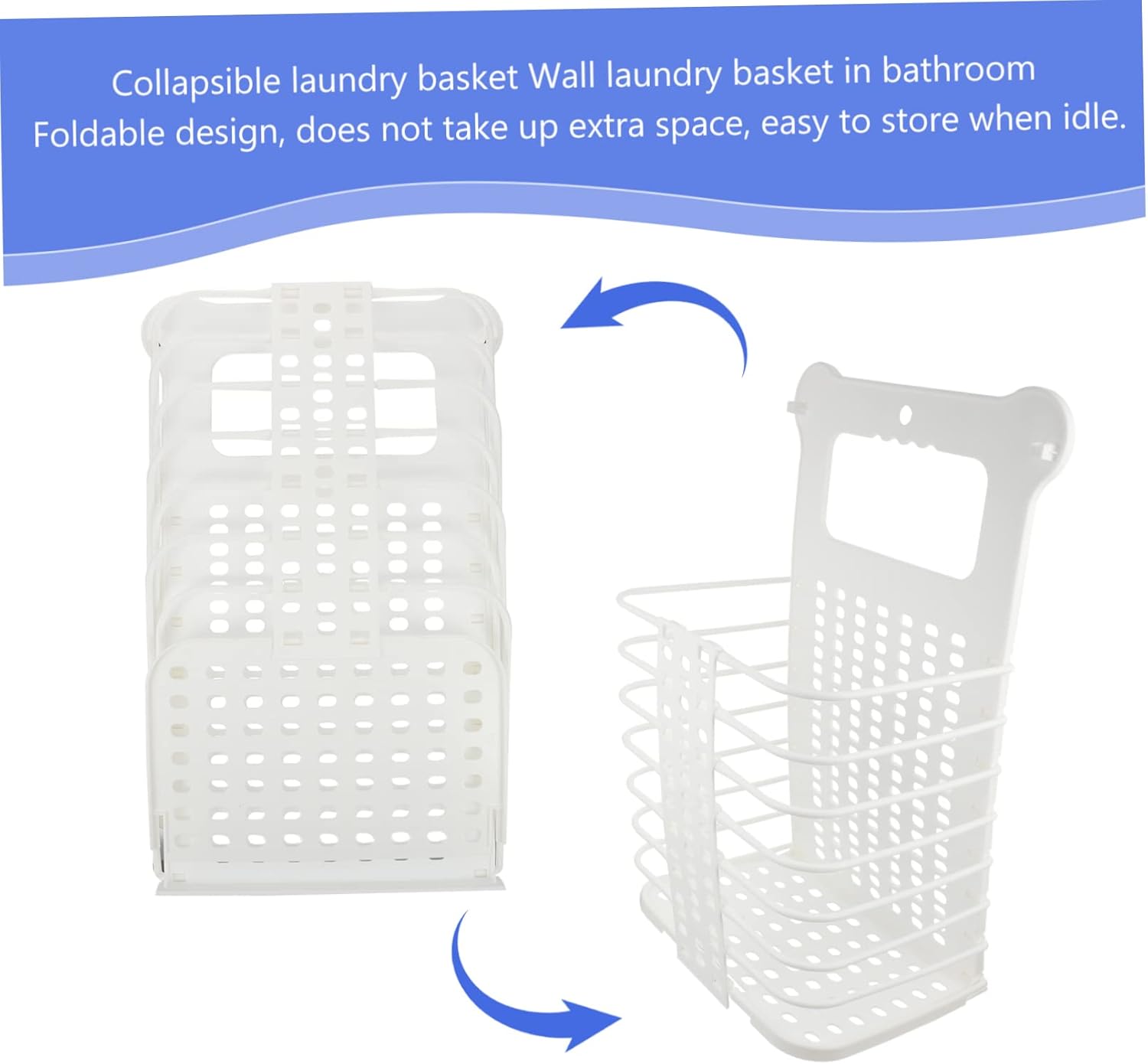 Foldable Wall Mounted Clothes Organizing Basket Large White Laundry Hamper for Bathroom Dorm Apartment Storage Space Saving Dirty Clothes Organizer