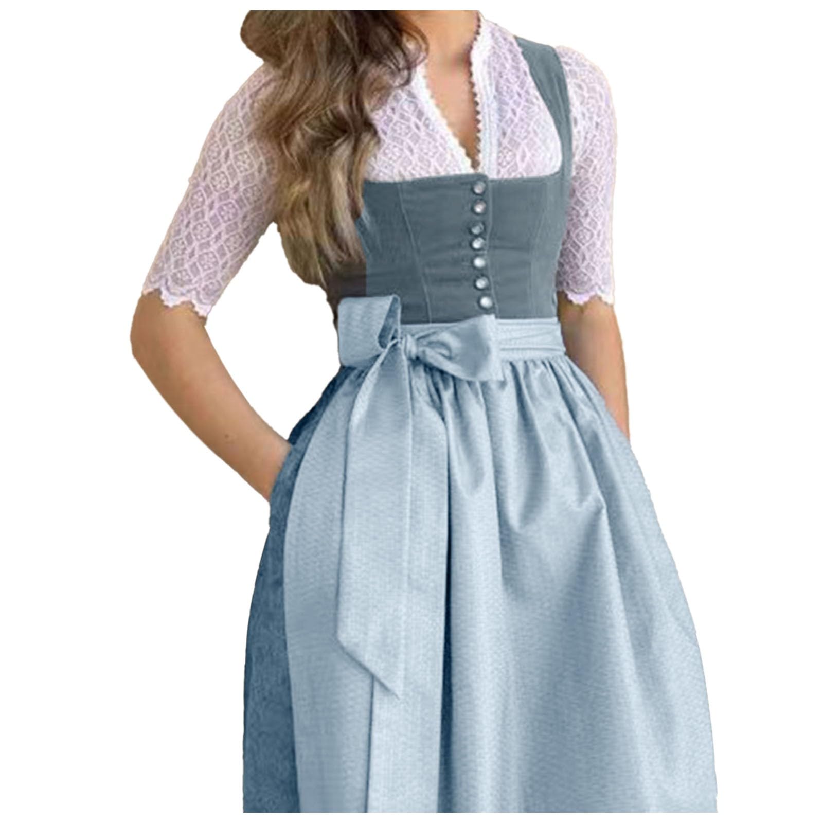 Ladies Beer Maid Dirndl Bayerisches Oktoberfest Kleid Mit Schürze Kostüme Party