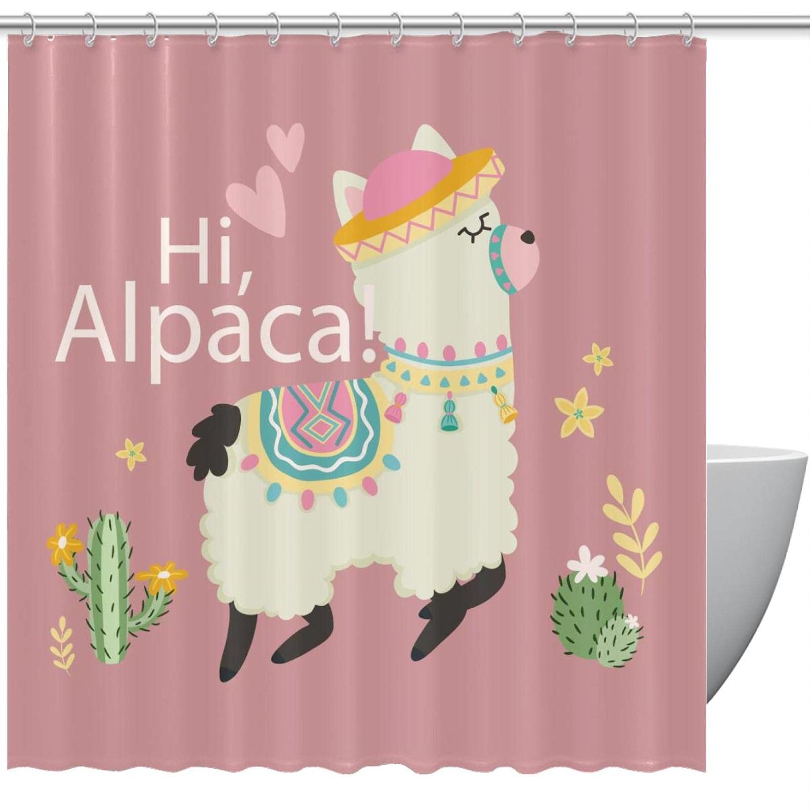 Rideau de douche alpaga 152 x 183 cm imperméable lavable avec 12 crochets