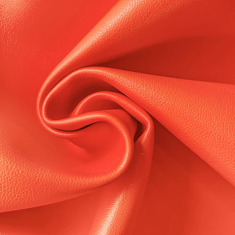 XHT 1Yard Orange Soft Waterproof Synthetic Fabric Material Marine Vinyl Faux Leather Sheets for Upholstery Covers, Bags, Leather Clothing and Accessories