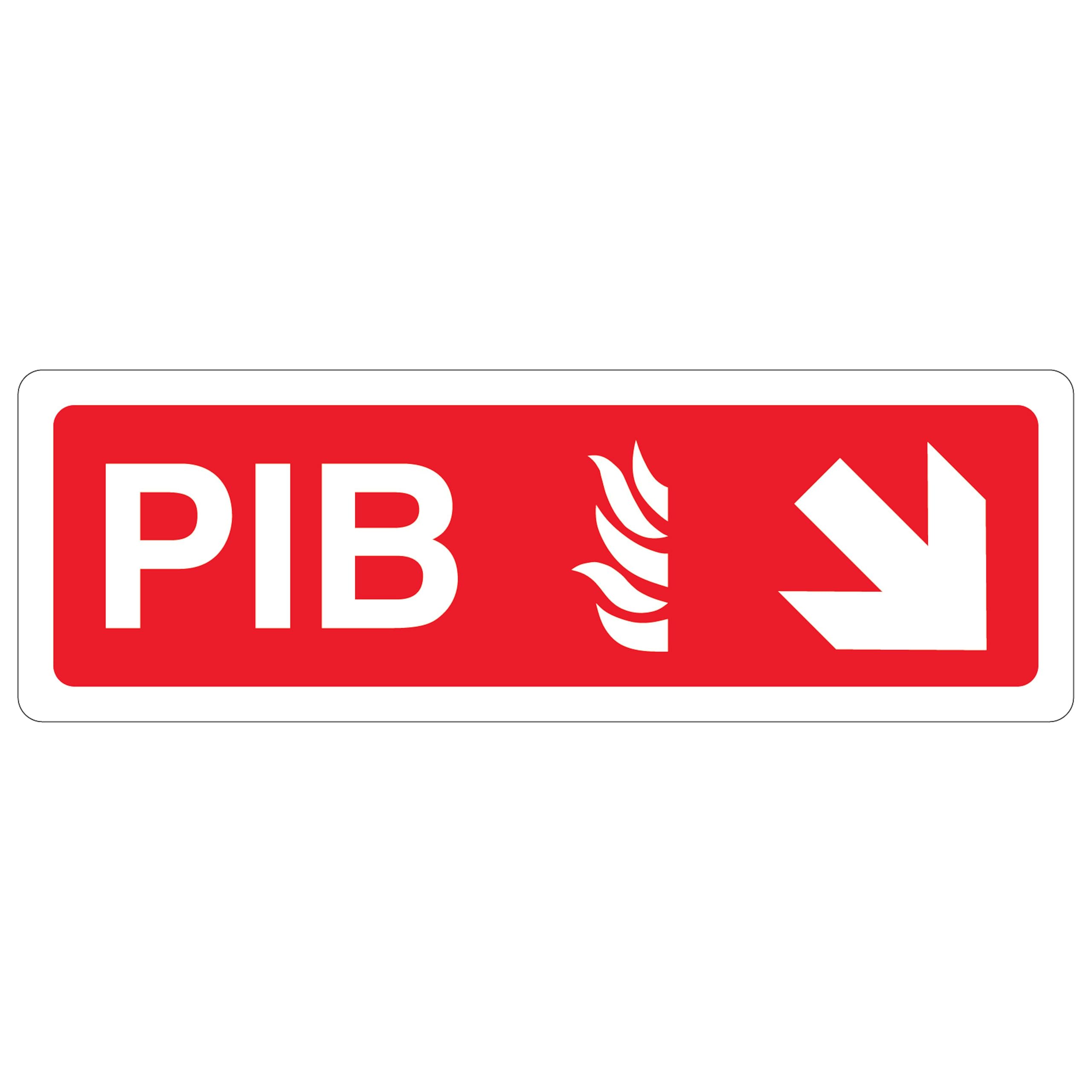 V Safety PIB Arrow Down/Right 450 x 150 mm - Self Adhesive Vinyl - Aluminium Effect Safety Sign