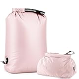 Travel Laundry Bag, Pump Free Vacuum Storage Bag Reusable Compression Dirty Clothes Travel Bag Waterproof Wet Dry Bags Large Capacity Space Saver Bags Camp Clothes Organizer (1 Pcs)(Pink, L)