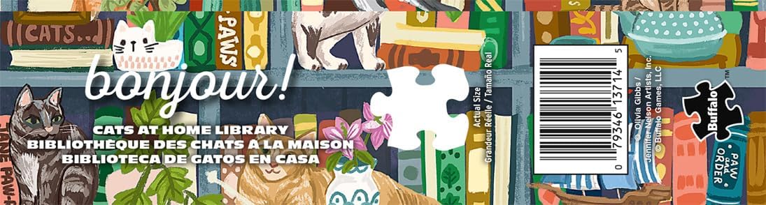 Buffalo Games - Bonjour - Olivia Gibbs - Cats at Home Library - 1000 Piece Jigsaw Puzzle for Adults - Challenging Puzzle Perfect for Game Nights