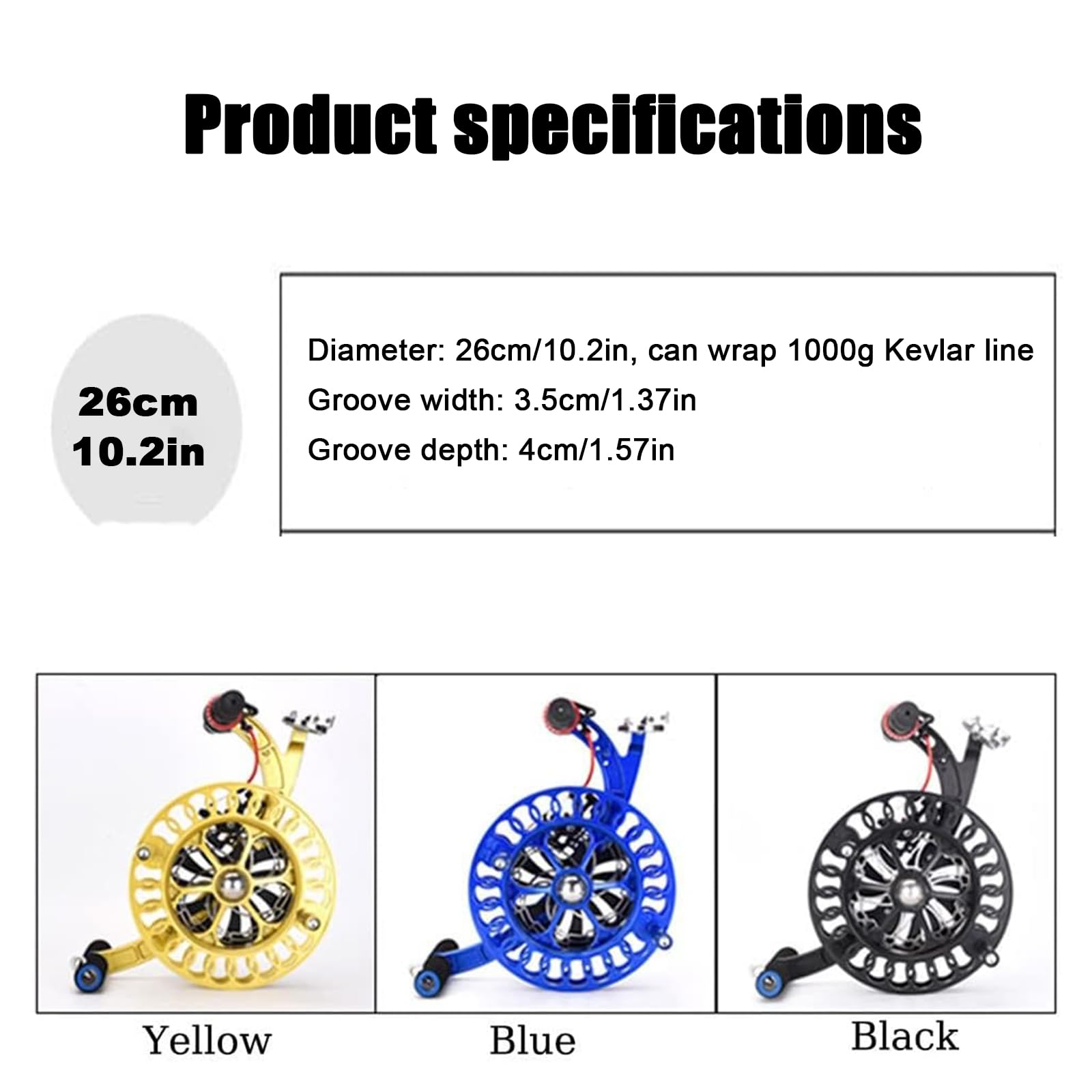 Drachenrollenwickler, 25,9 cm Durchmesser, 360° Rundum-Schnurführung, Scheibenbremse und Rücklaufsperre, Nutbreite 3,5 cm, Tiefe 4,0 cm, geeignet für große Drachen