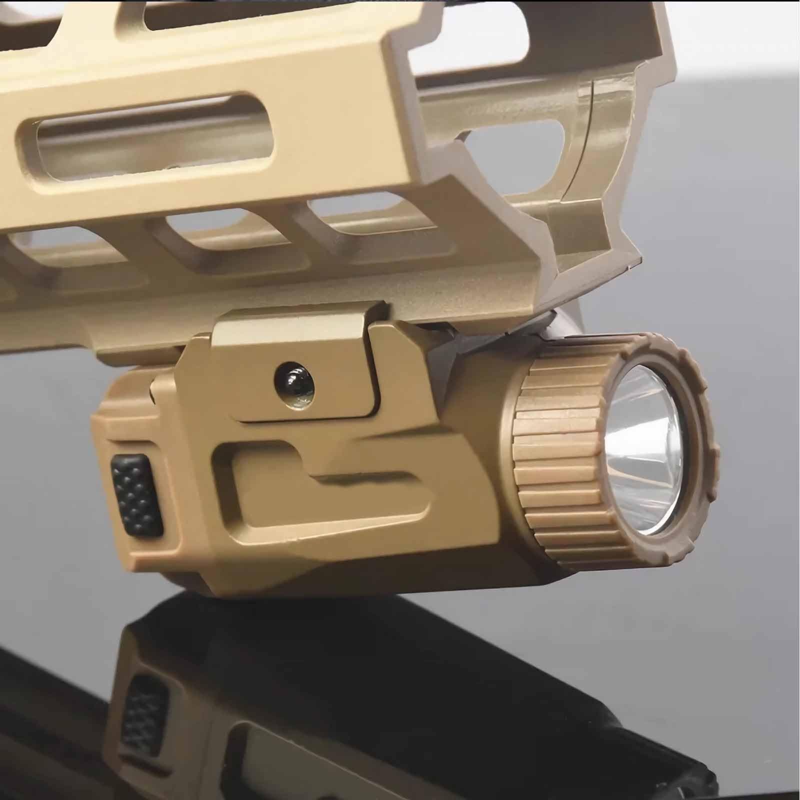 Lampe torche tactique universelle en métal 800 lumens, stroboscope LED monté sur rail avec support à rainure en T, compatible avec Picatinny(Brown)