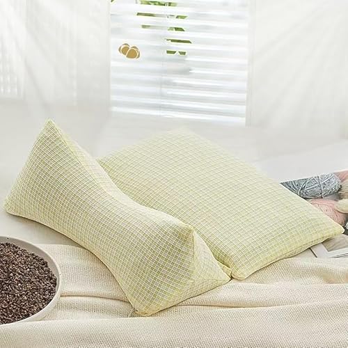 【HoshiAkari】そば殻三角枕セット|綿100%ジャカード生地|取り外し可能なダブルピロー|通気性・防虫|まくら|オフィス/お昼寝(セット枕:三角枕 約38×15×15cm + 四角枕 約37×23cm)