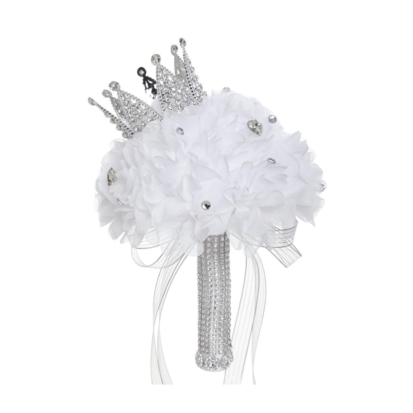 AMSLSIU Dazzling Wedding Bridal Bouquets Beautifully Crafted Artificial Roses Flowers Day Truly Special Bouquet With Ribbon Is Woodland Wedding Bridal
