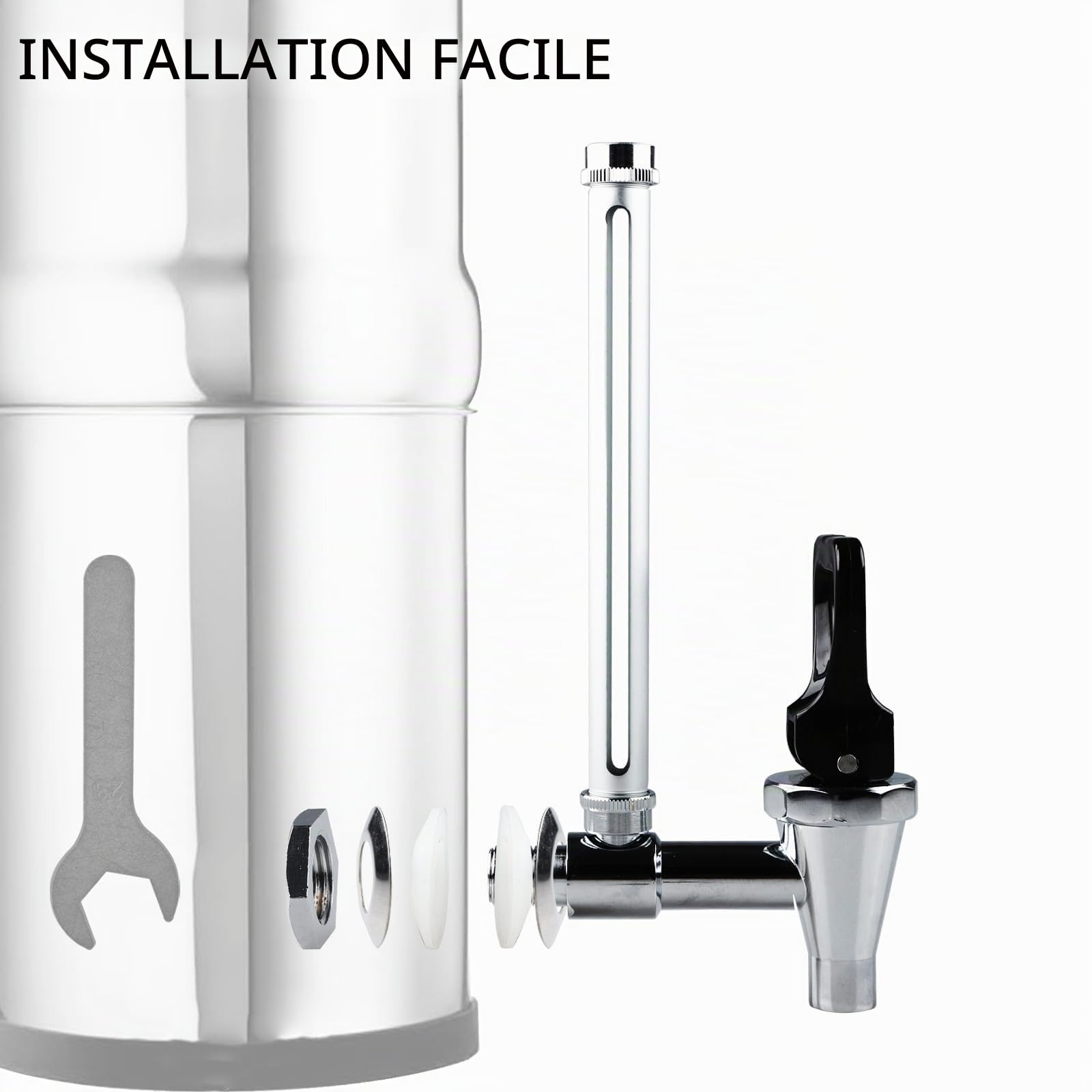 Robinet de niveau d'eau Clear View de 25,4 cm compatible avec le système de filtration d'eau alimenté par gravité Berkey et d'autres réservoirs de filtre à gravité