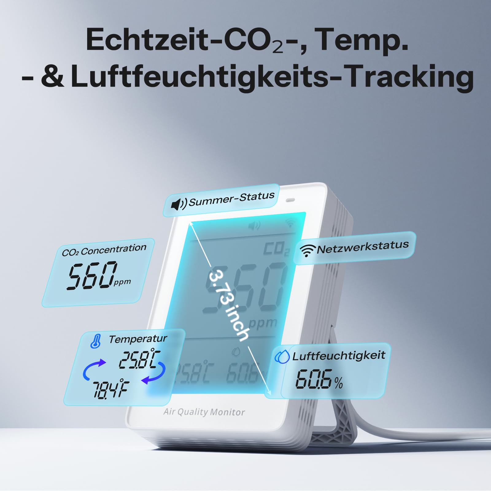SONOFF AirGuard CO2 Intelligenter Monitor für Raumluftqualität Matter-kompatibel 2,4 GHz WiFi CO2/Temp/Feuchte-Detektor