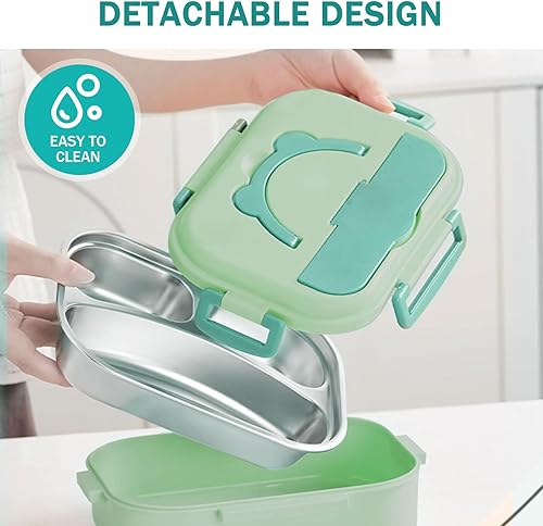 Miniatura 5 de Lonchera Bento de acero inoxidable para adultos, contenedor de almuerzo de metal a prueba de fugas, contenedor de almuerzo portátil con bolsa de