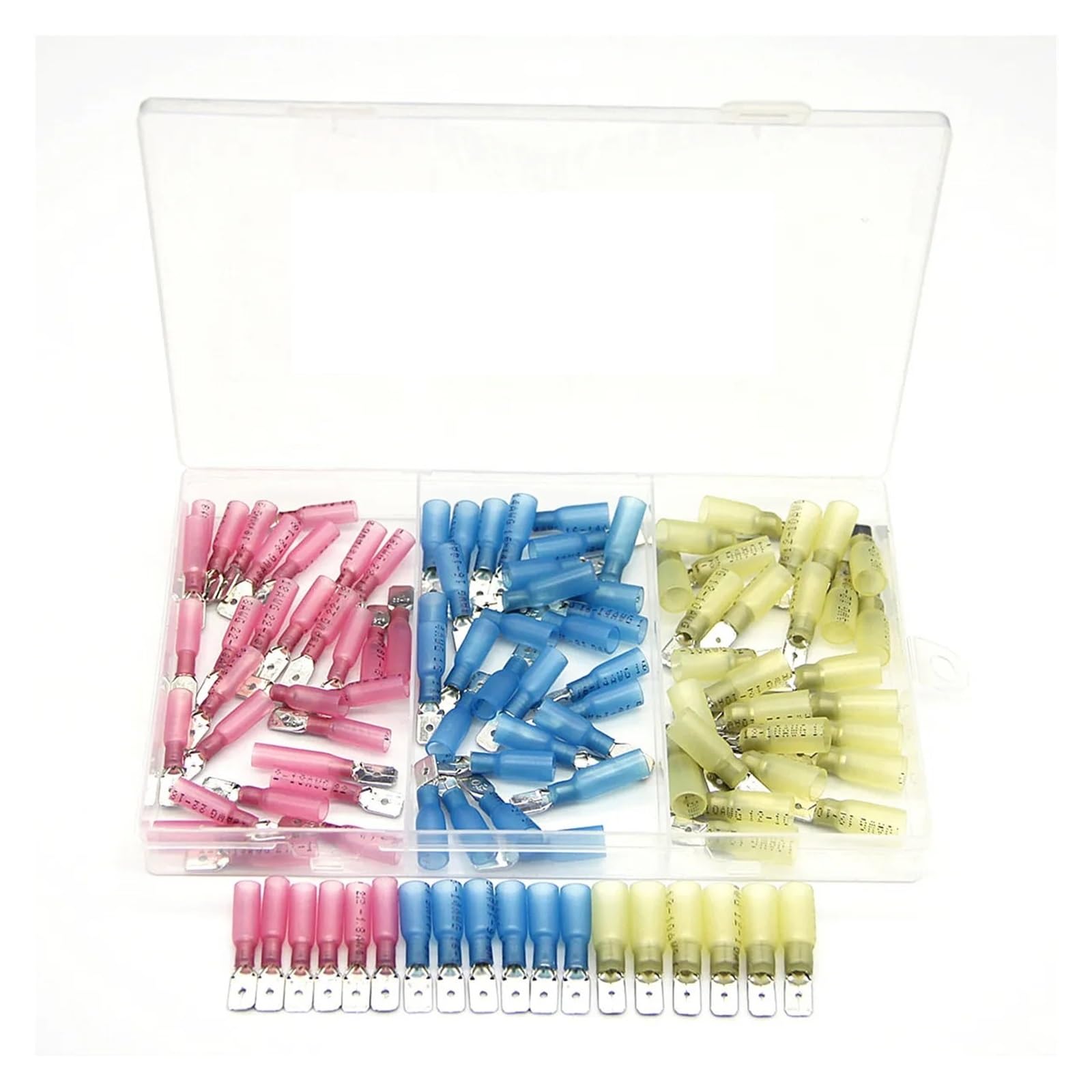 ICXLPMC 90Pcs Heat Shrink Crimp Terminals Spade Male Terminals Wire Cable Spade Crimp Connectors Spade Butt Marine Automotive Terminal
