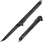EDC Pocket Knife - 7CR13Mov Steel Tanto Blade, Slim Survival Knife with Clip and Liner Lock, Window Breaker - Gifts for Men Outdoor Camping