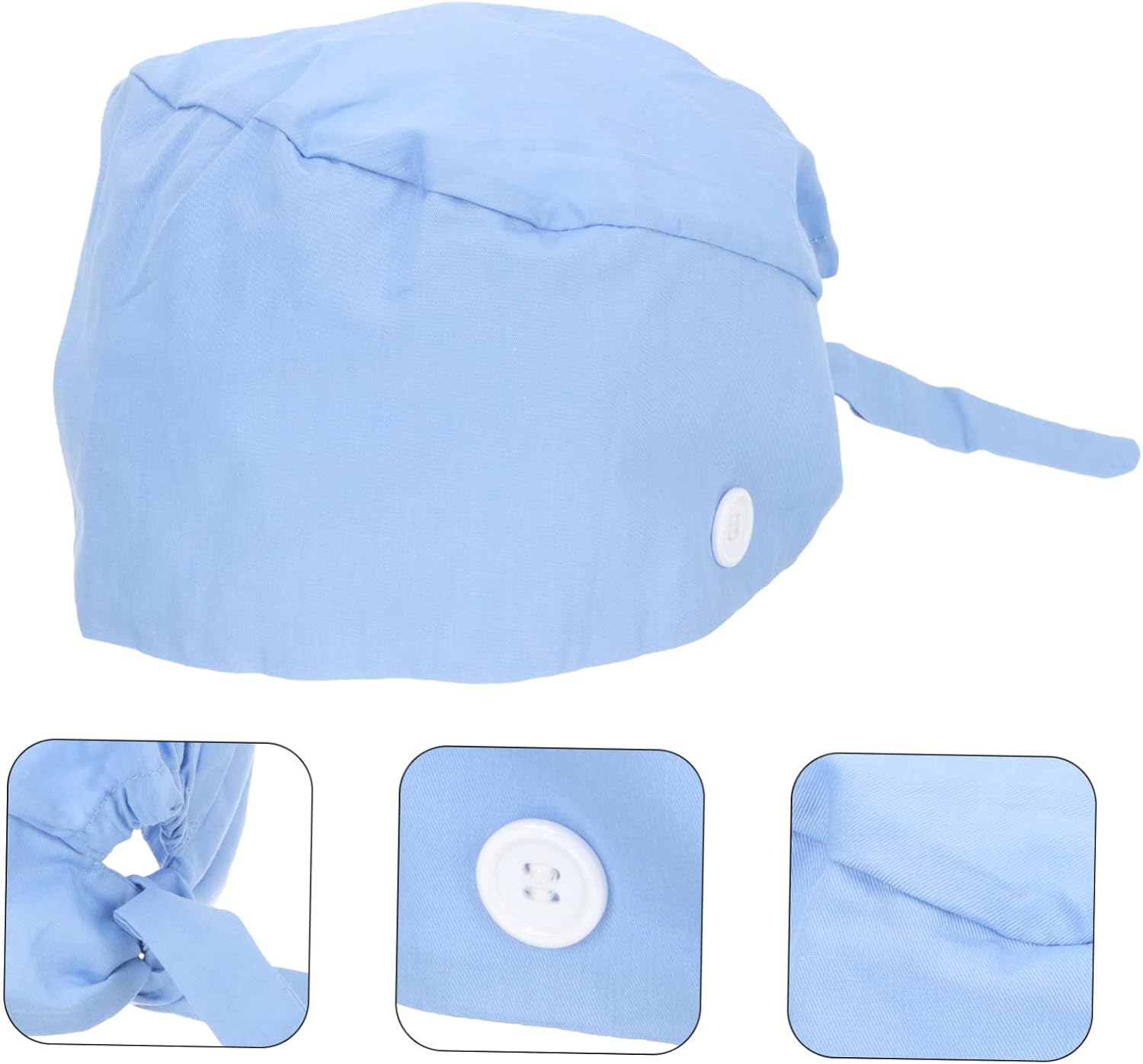 Veemoon Chef Hat for Men Women Breathable Hair Cover Button Sweatband Fitted Hat for Winter Work Blue