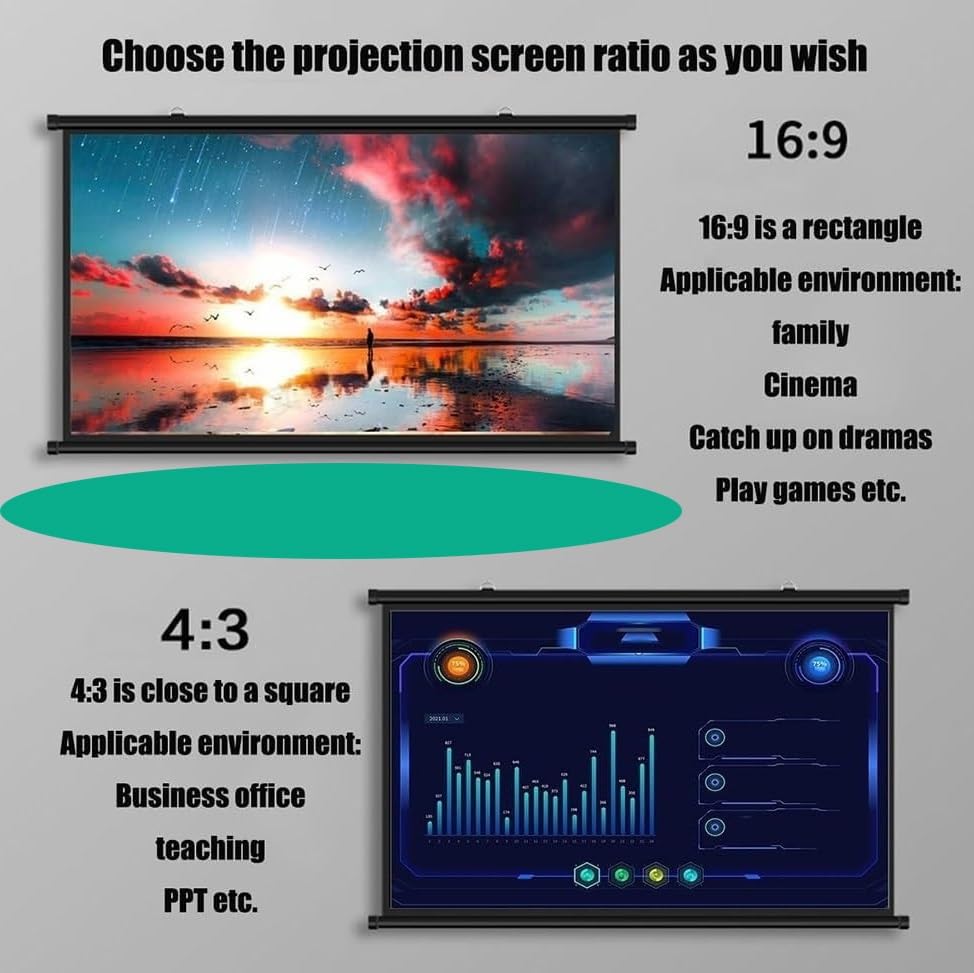 Pantalla de proyección manual 72" 16:9 HD 4K miniatura 3