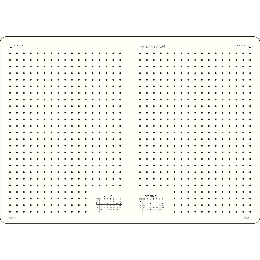 LEUCHTTURM1917 372780 Agenda giornaliera Dotted Medium (A5) 2026, Nero, Inglese