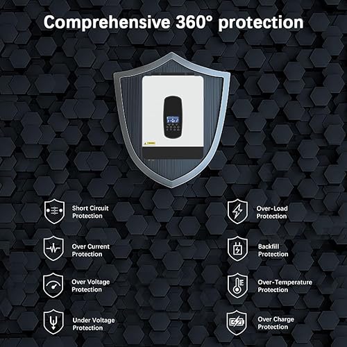 Miniatura 6 de Y&H Inversor híbrido solar de 3200 W DC24V a AC230V, inversor de onda sinusoidal pura fuera de la red con cargador solar MPPT de 80 A + cargador de