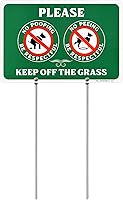 Vista 8 de MUXYH Letrero de perro de doble cara con texto en inglés «Please Be Respectful, Keep Off The Grass», de construcción de metal, 12 x 9 pulgadas