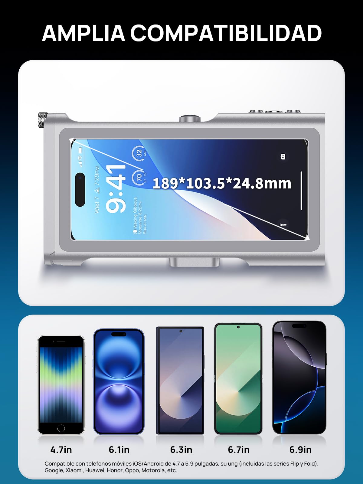 Lanhiem Funda Impermeable Profesional subacuática IP68 15M - para teléfonos iPhone, Samsung, Huawei y Xiaomi (hasta 6,9"). Control fotográfico Bluetooth y brújula para Tus Aventuras, Gris