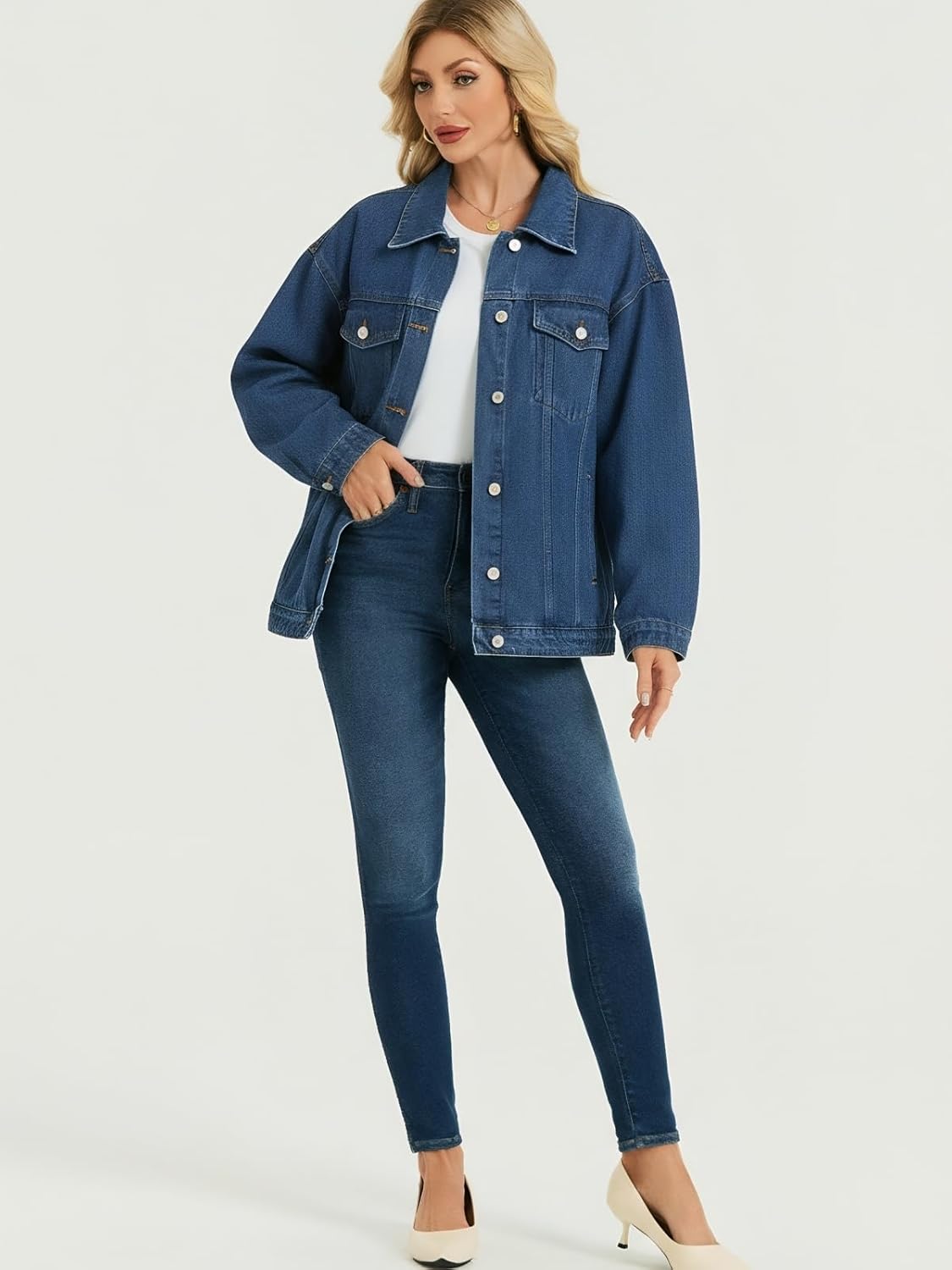 LifeShe Oversized Jean Jacket for Women Trendy Spring Boyfriend Denim Jackets Loose Shacket Coats 2026 - Image 6