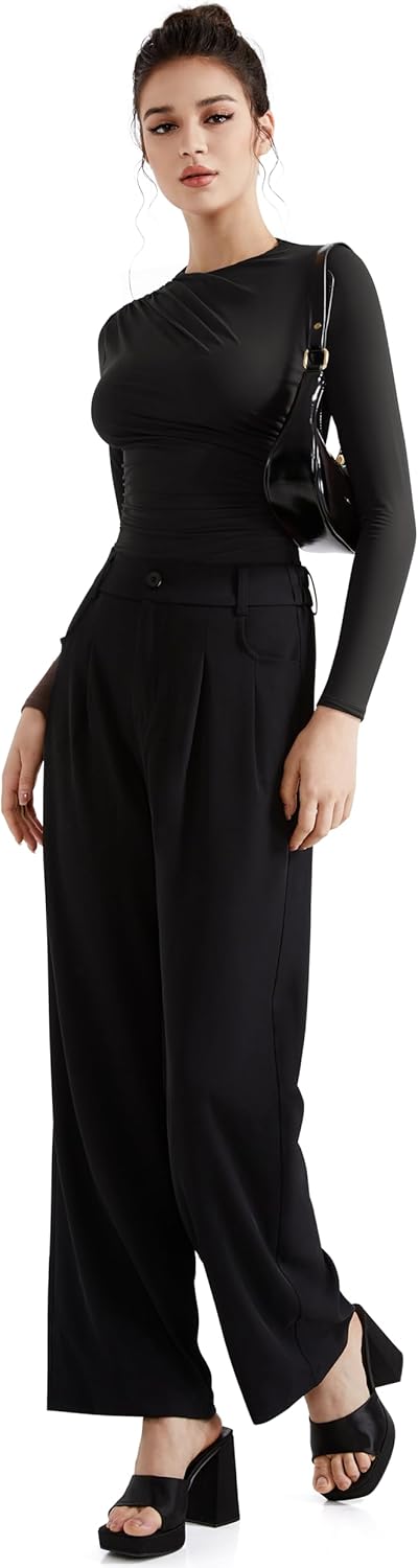 SUUKSESS Women Business Casual Long Sleeve Tops Double Lined Basic T Shirts - Image 5