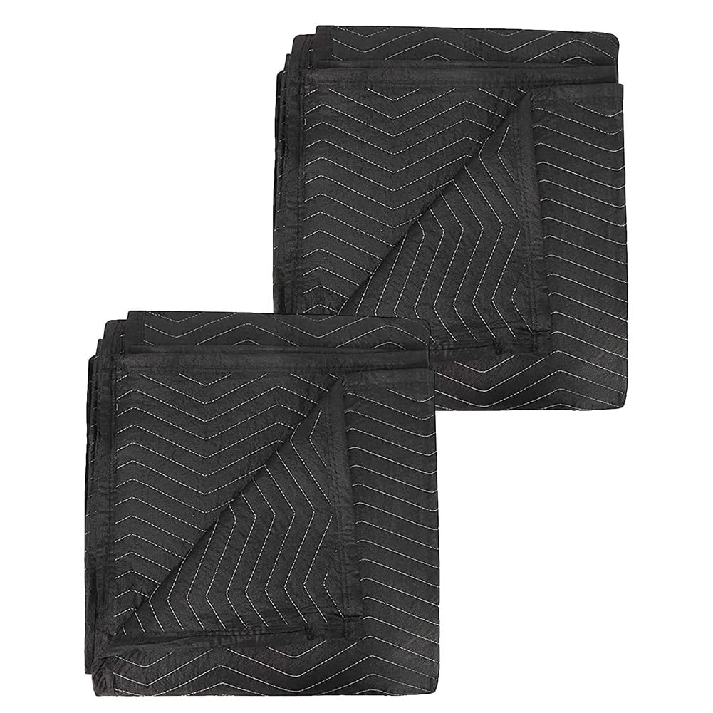 2 Coperte per Traslochi 40X72 Pollici Coperte da Imballaggio Resistenti per Traslochi, Spedizioni, Mobili, Avvolgimento per Mobili-Nero