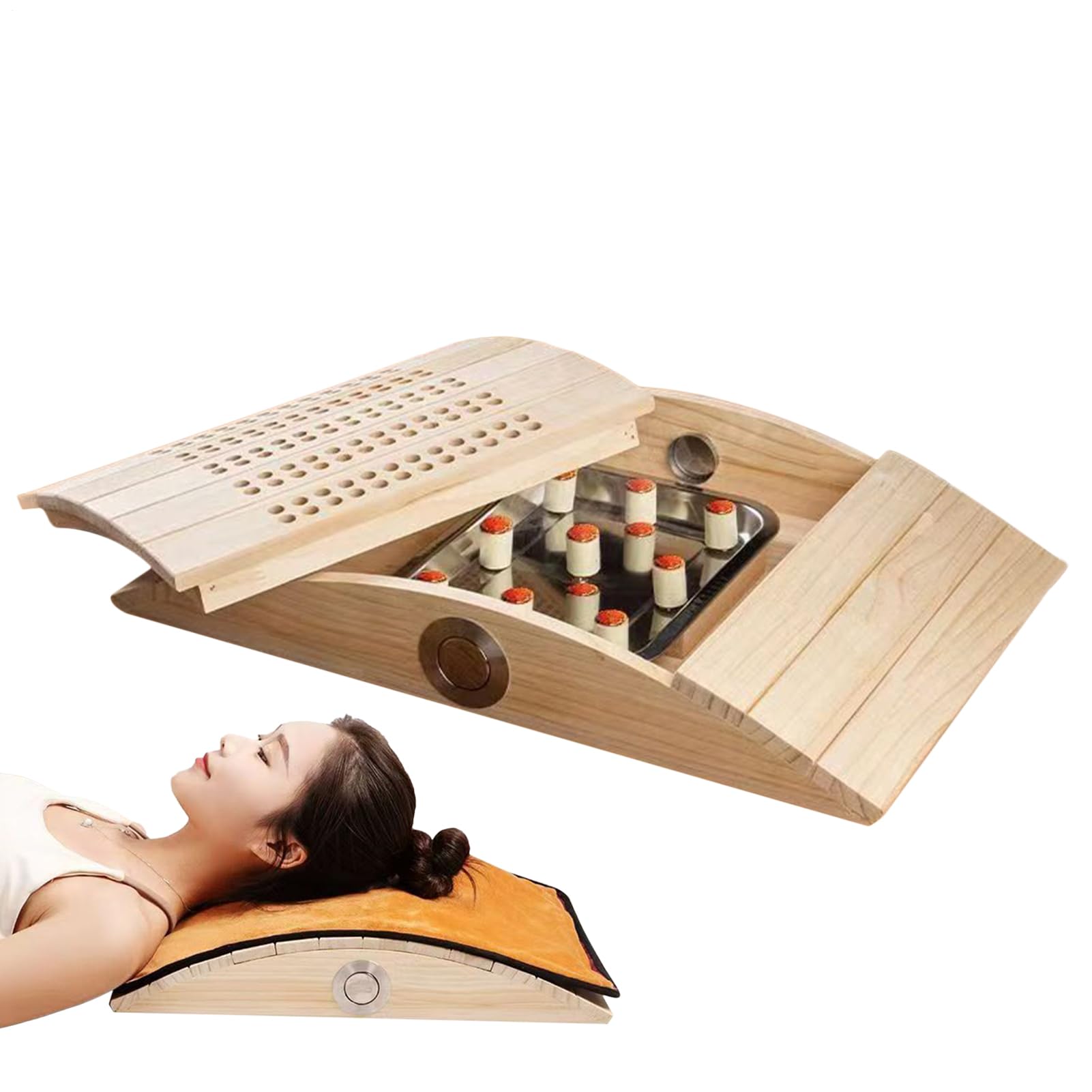 Boxa Burner Box, MOXA Box Narzędzie do spalania moksybustionu lędźwiowego | Drewniana wieloboczkowa etui na w pasie relaksacji wellness