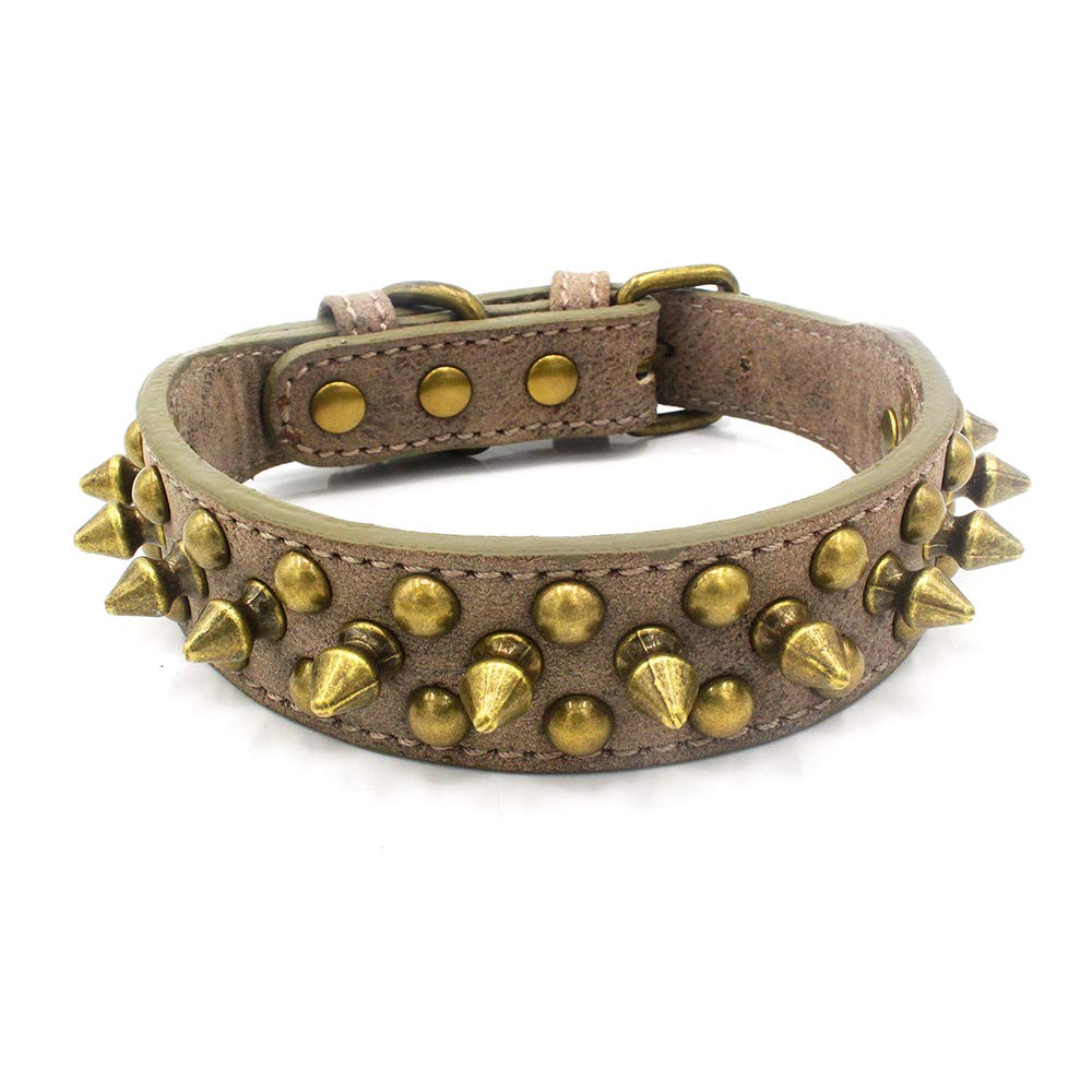 haoyueer Spiked Dog Collar Soft Pu Leather Mushrooms Rivet Spike Studded Puppy Adjustable Cat Collars (L, Grey1)