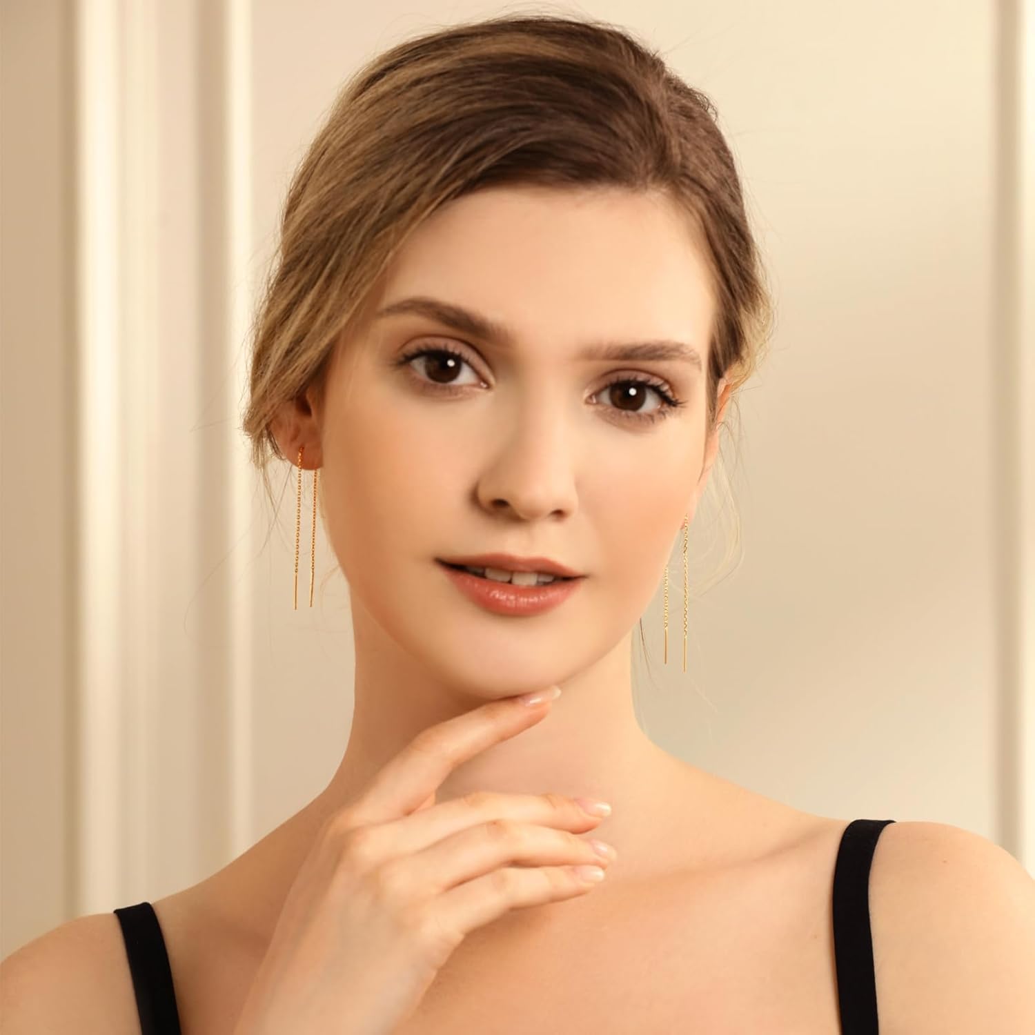 Threader Earrings for Women 18K Gold Filled Chain Earrings Dainty Drop Dangle Long Thread Earring Dangly Double Piercing Jewelry Gift - Image 2