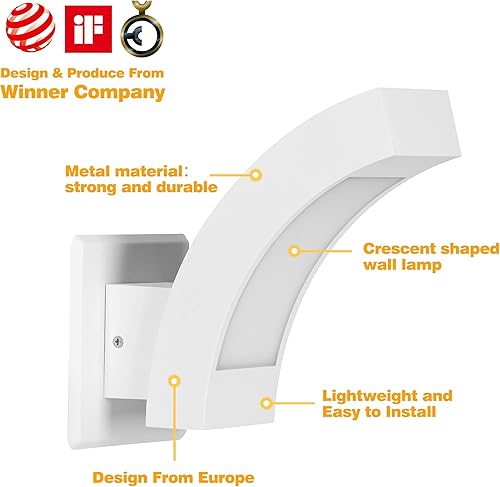 Miniatura 4 de Lámpara de pared LED para exteriores, lámpara de montaje en pared blanca moderna, lámpara de iluminación exterior para porche, puerta delantera,