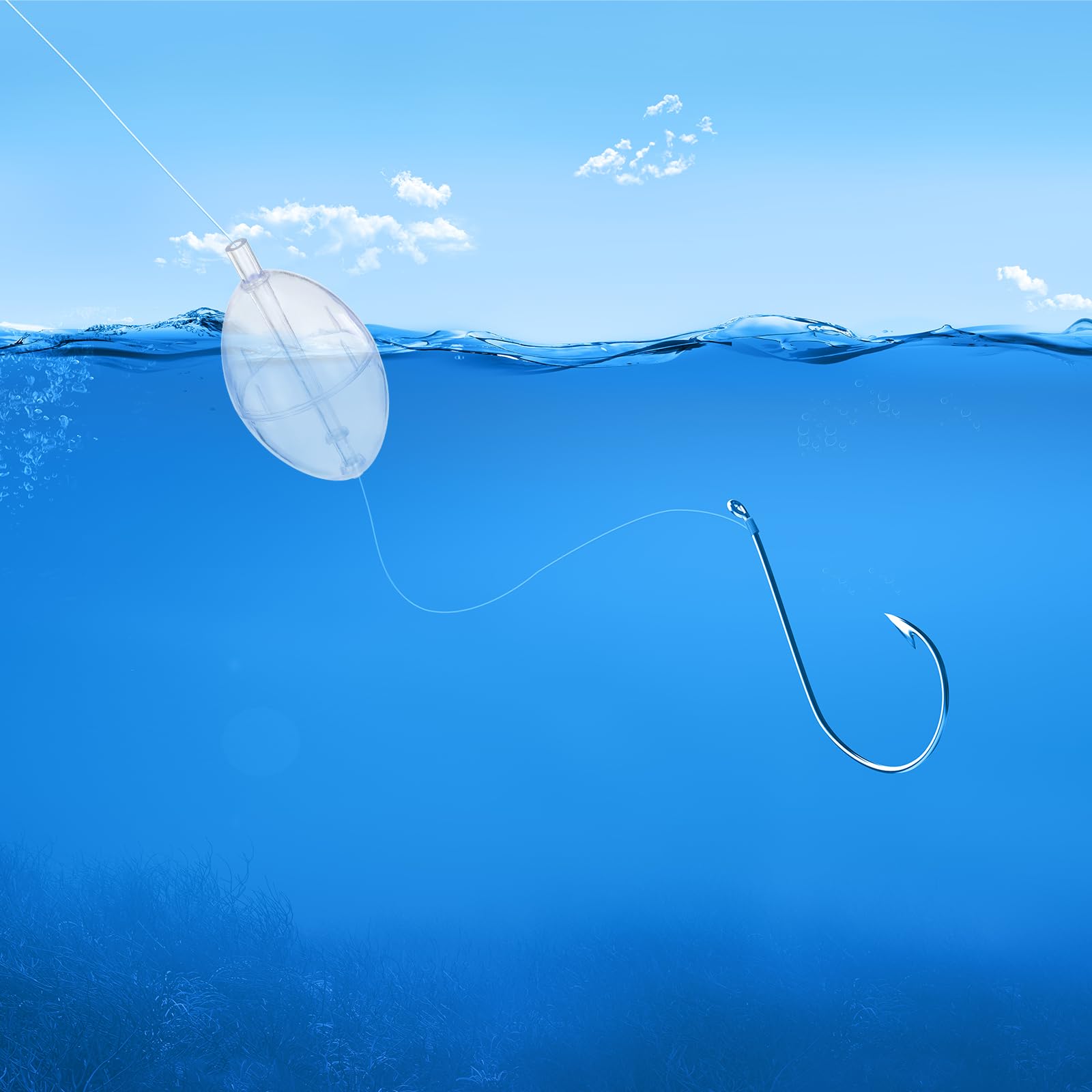 PATIKIL Pesca Agua 3 Pulgadas Transparentes Deslizantes 20 Unidades|Flotadores De Ovalados De ABS para Dulce Y Salada