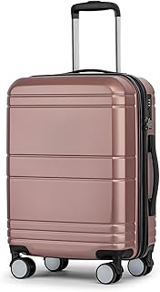Carry On Luggage 22x14x9 Airline Approved with TSA Lock Hard Shell Carry On Suitcase Lightweight Suitcases with Wheels Small Luggage for Men Women,Carry-On 20 Inch,Rose Gold