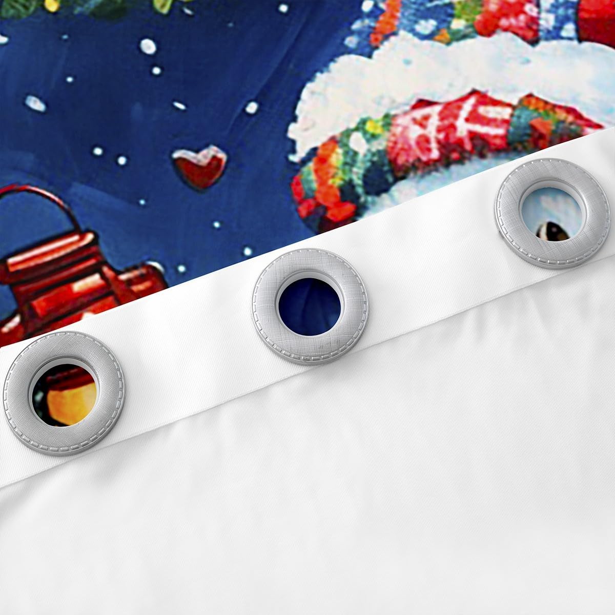 Cartoon Snowman Window Curtains,Red Love Curtain,Christmas Tree Window Drapes for Kids Teens Boys Young Man,Modern Bedroom Decorative,Snowflake Curtain,42Wx63L
