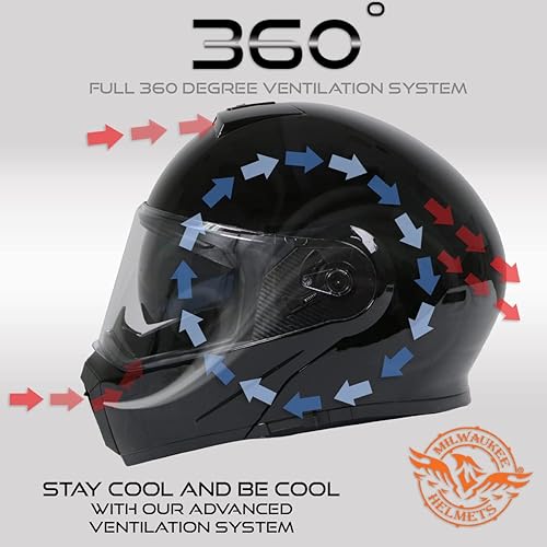 Miniatura 4 de Cascos Milwaukee Helmets Avanzados Modulares de Cara Completa para Motociclistas con Visera Desmontable