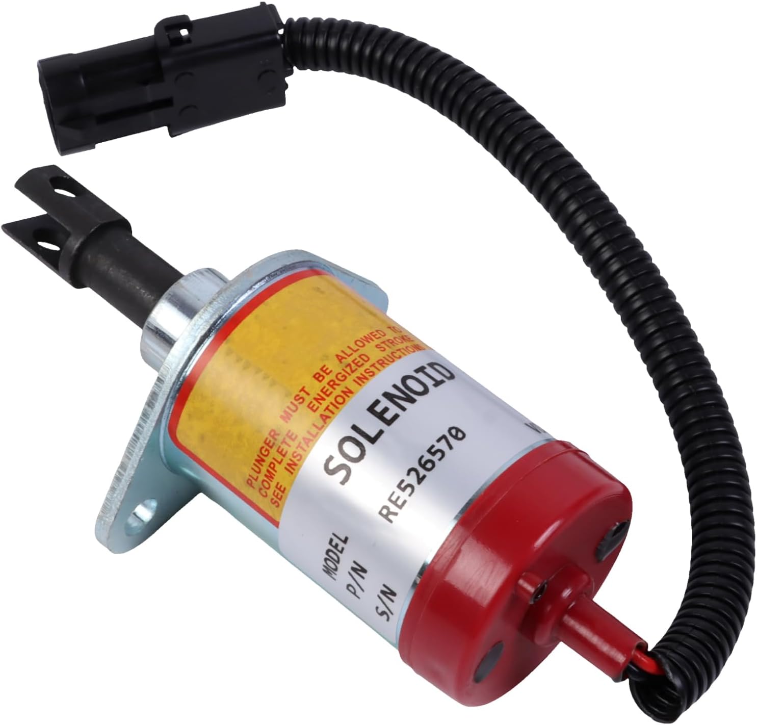 RE526570 12V Fuel Shut Off Solenoid Compatible with John Deere 4120 4320 4520 4720 5225 5325 Tractor 313 315 317 320 325 328 332 2.4L 2.4 4024TF TF270 4024 3.0L 3.0 244J 304J Loader Engine