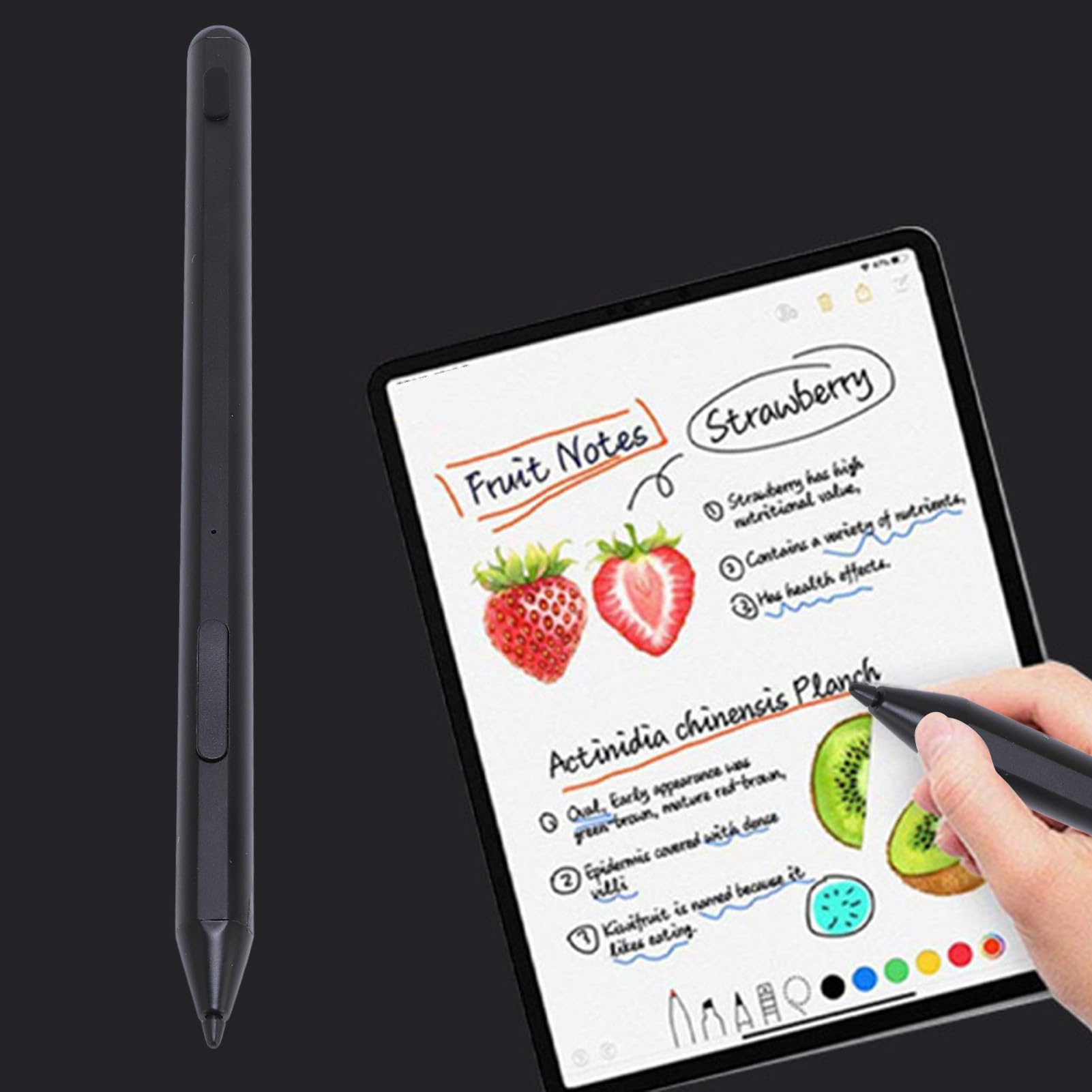 Stylet Capacitif Rechargeable pour écran Tactile, 4096 Niveaux de Pression, Fonction de Fixation Magnétique, pour une écriture et un Dessin Précis, Batterie Lithium-ion Intégrée, Alliage (Noir)