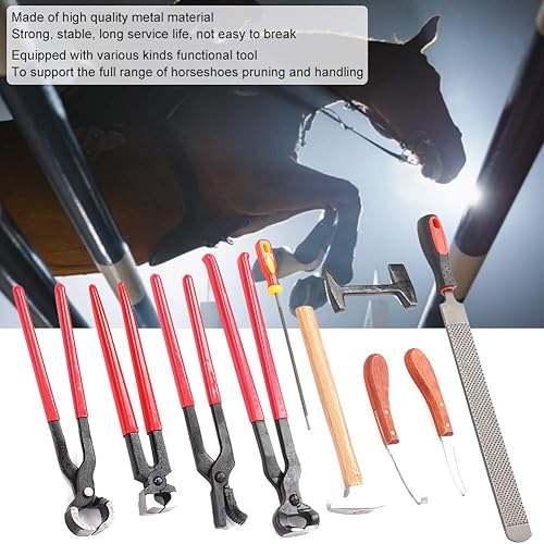 Miniatura 9 de Kit de herramientas para recortar pezuñas de cabra, multiusos, suministros ecuestres para caballos, ganado, ovejas y burros, cortador de herradura,