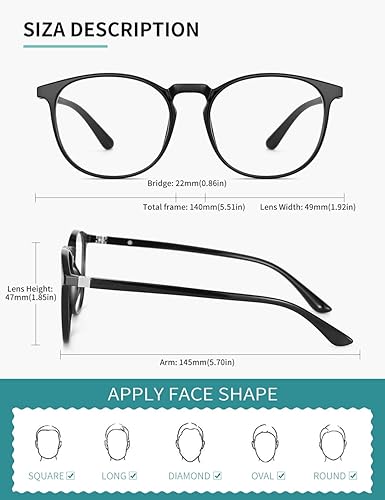 Miniatura 3 de CNLO Lentes de bloqueo de luz azul, lentes de computadora, antifatiga ocular, lentes de marco ligero, marco negro, bisagra de resorte,