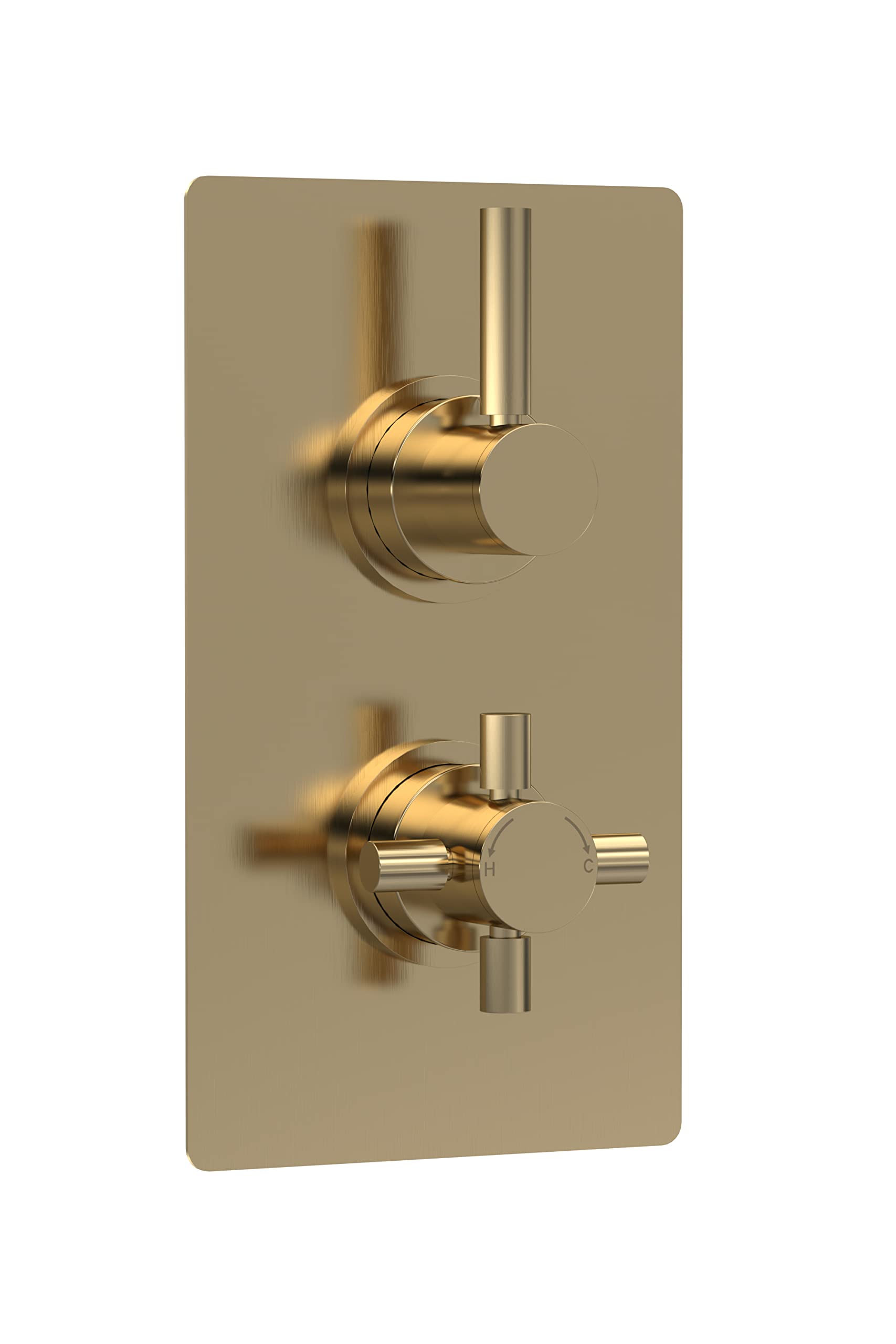 Hudson Reed A8003V Tec Lever Modern Bathroom Lever Twin Thermostatic Concealed Shower Valve - 1 Outlet, 215mm, Brushed Brass